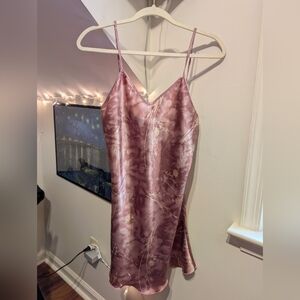 Pink Floral Print Satin Slip Mini Dress